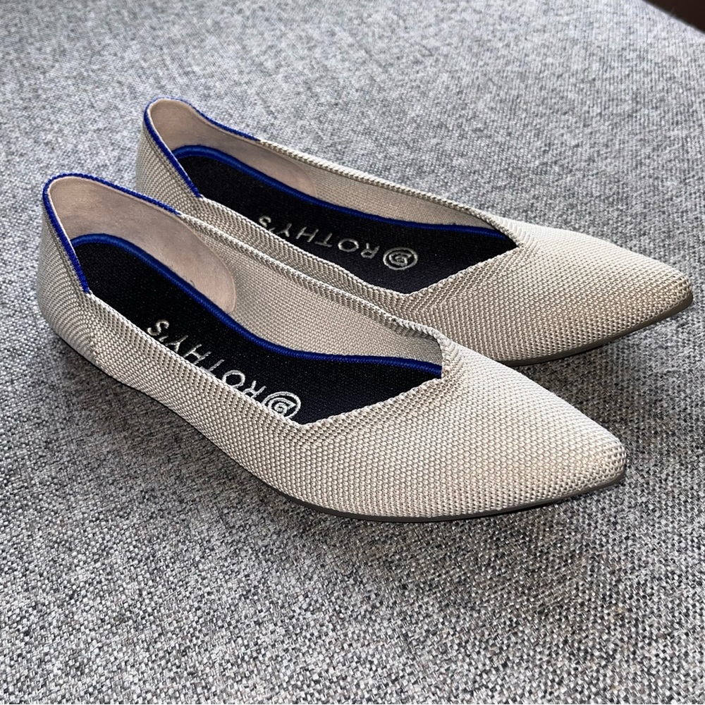 Rothy’s The Point Light Gray Grey Flax Birdseye Flats